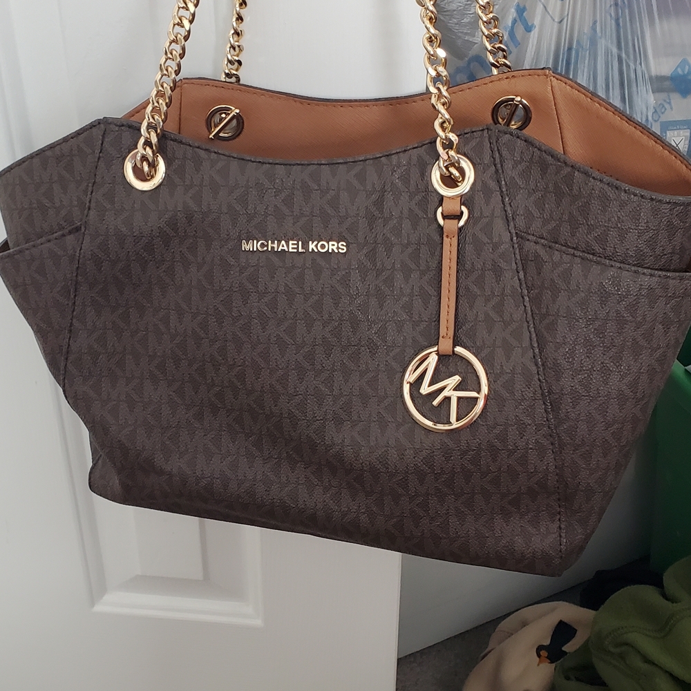 Michael Kors Dark Brown Tote with Gold Accents